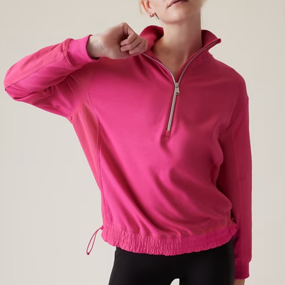 Athleta Triumph Hybrid Pink Half Zip